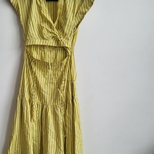 10 Crosby Derek Lam Yellow Striped Midi Dress
